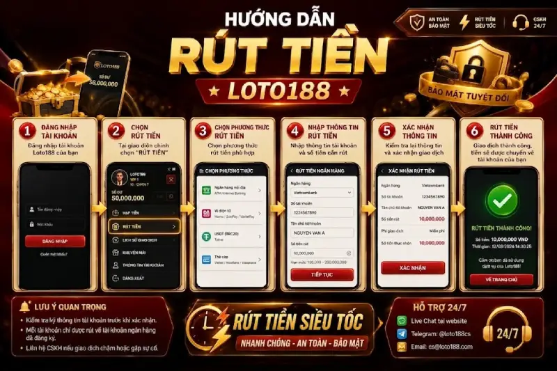 Hướng dẫn rút tiền nhanh chóng tại Loto188