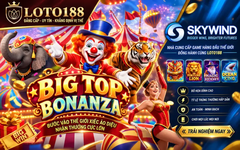 Big Top Bonanza Hàng Đầu Skywind Tại Loto188: Đại Tiệc Xiếc Nổ Hũ Triệu Đô